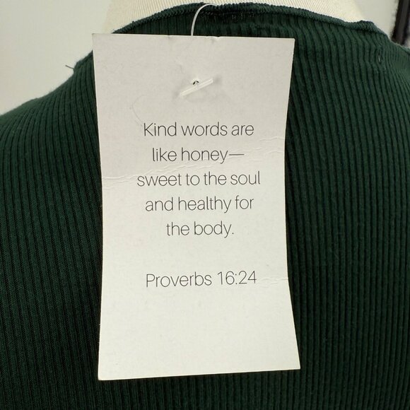 Heart & Hips Womens S Ribbed Green Dress W/ Rose Embroidery & Scalloped Hem - Picture 5 of 11